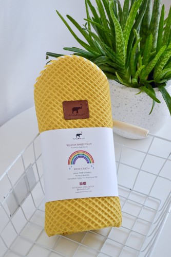 Ręcznik bawełniany z wafla - żółty 