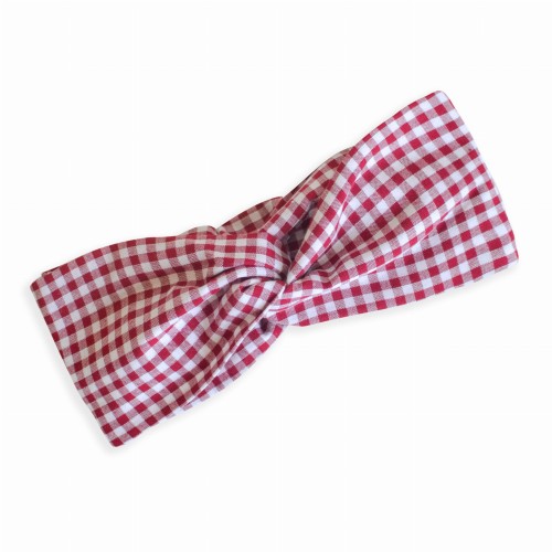 Opaska bawełniana w kratkę  TWIST - czerwona 