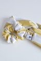  Opaska jersey bawełniany TWIST -  paski żółte / białe 