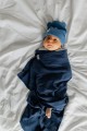 Czapka niemowlęca z uszkami niebieski jeansowy 