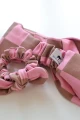  Opaska jersey bawełniany TWIST -  szachownica róż brąz 